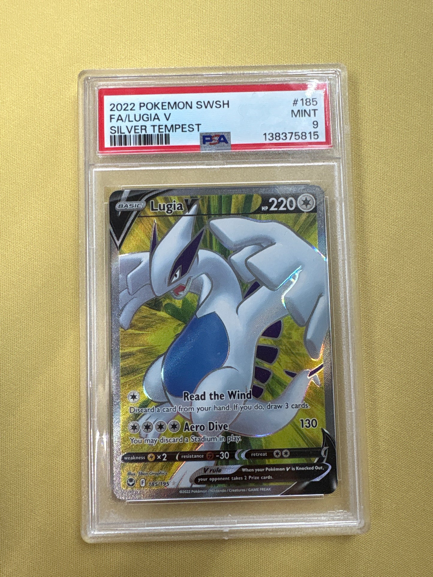 ✨✨PSA 9 Lugia V Full Art #185 2022 Pokemon Silver Tempest