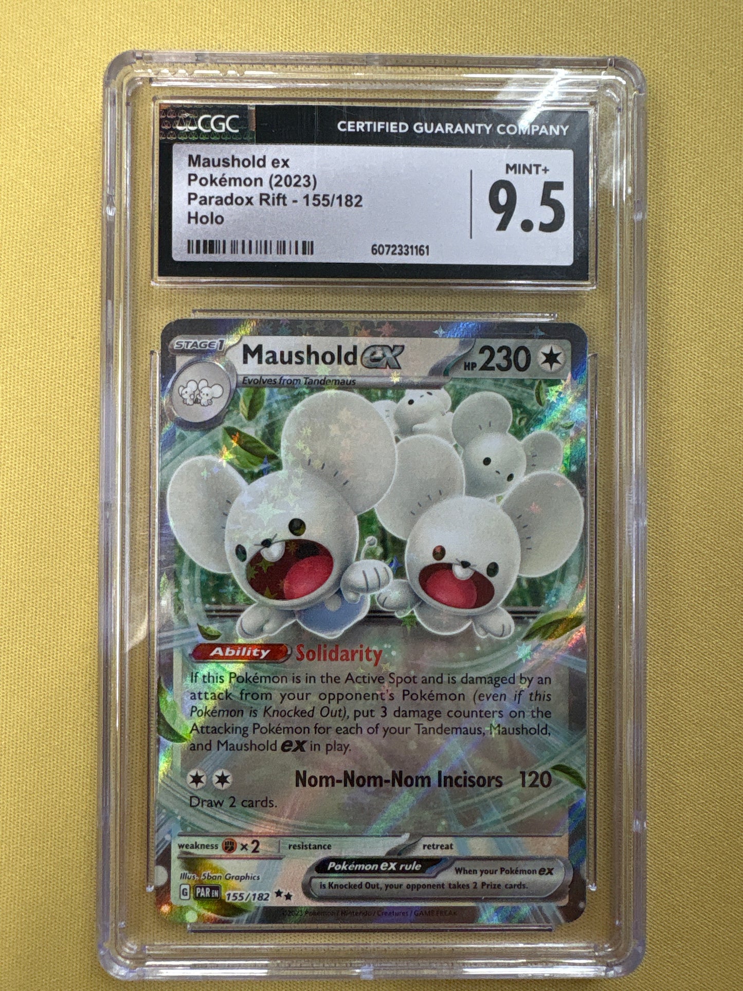 ✨✨Maushold EX 155/182 Holo Paradox Rift Pokemon CGC 9.5 Mint+