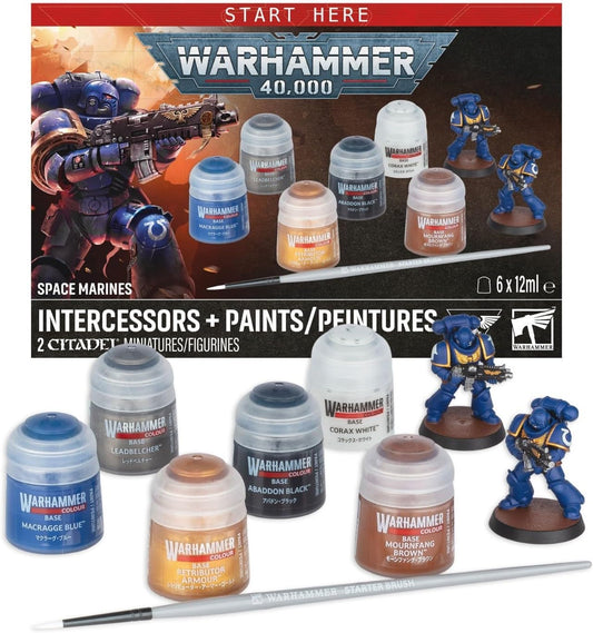 WARHAMMER 40K: SPACE MARINES INTERCESSORS + PAINTS