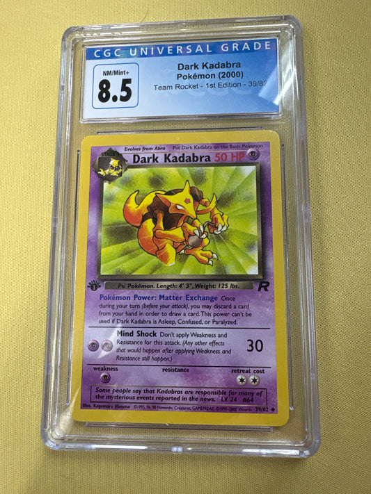 ✨✨Pokemon Dark Kadabra Team Rocket - 1st Edition 39/82 CGC 8.5