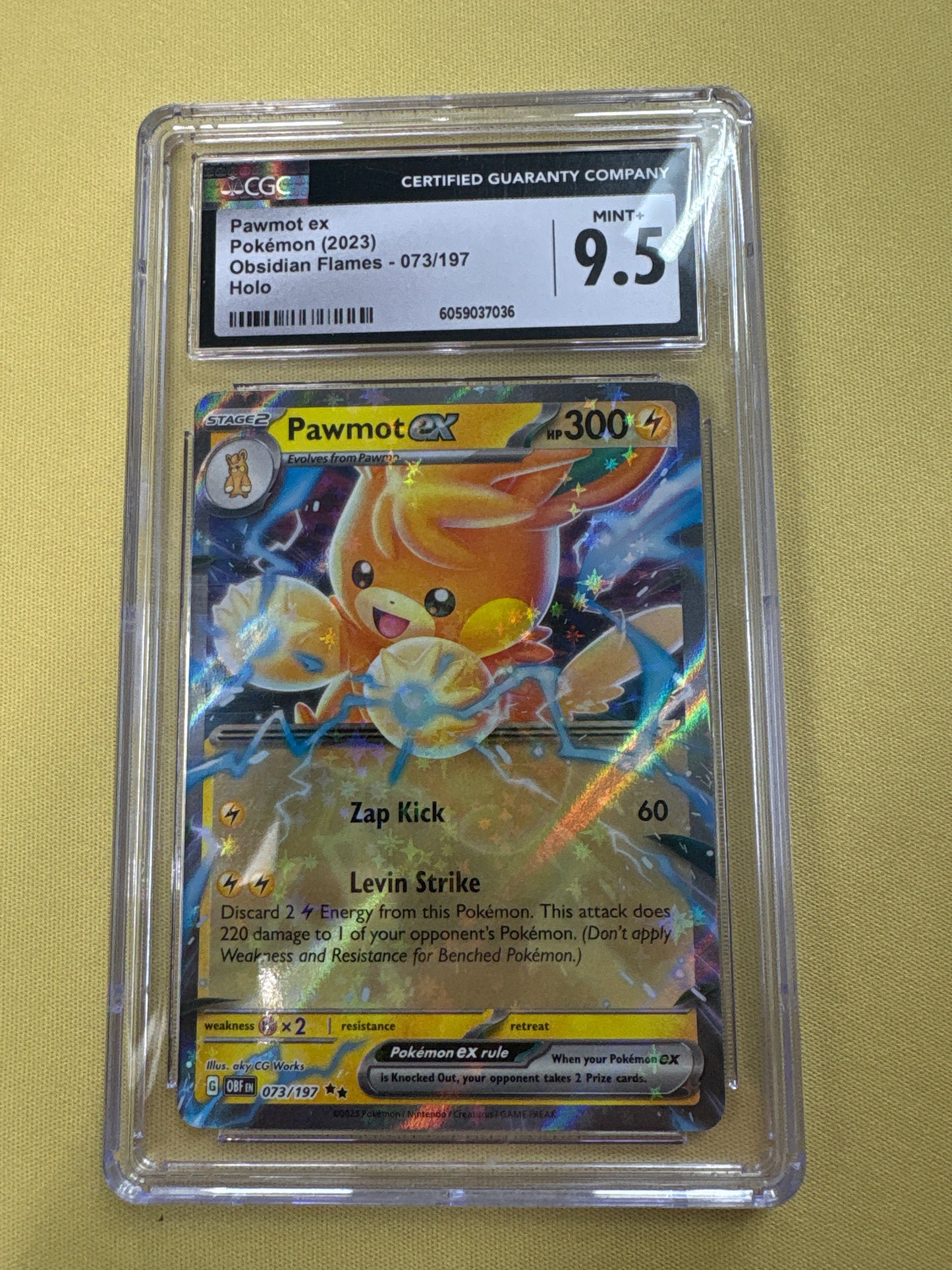 ✨✨Pokémon TCG Pawmot ex 073/197 Obsidian Flames Holo CGC 9.5 Graded Card 2023
