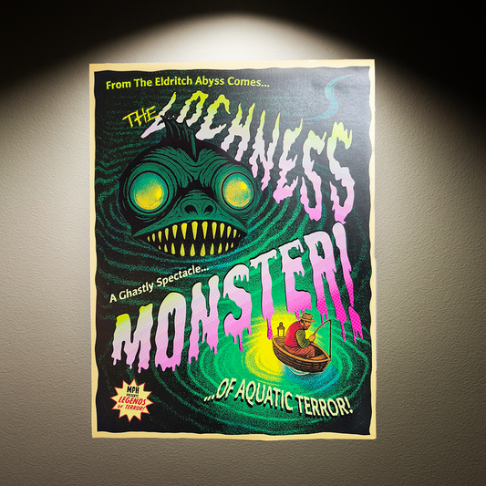 The Loch Ness Monster Cheesy Pulp Horror Poster Print | Legends of Terror!