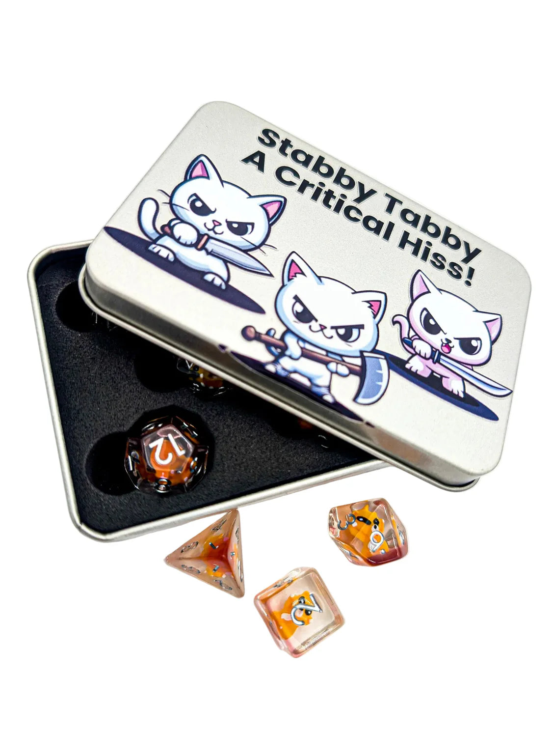 Stabby Tabby Dice Tin Set