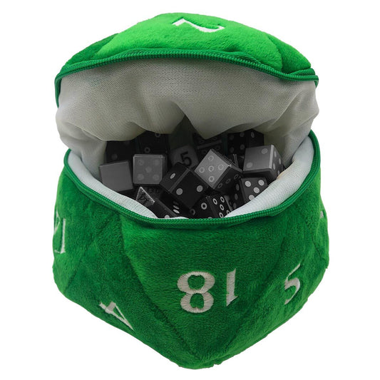 Dice Bag: Plush d20 Green/White